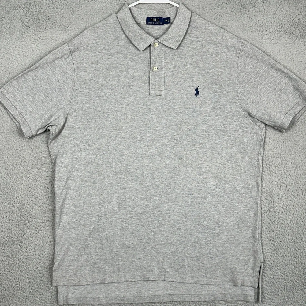Polo Ralph Lauren Polo Shirt Mens 2XL Grey Heather Casual Rugby Short Sleeve